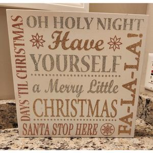Wood Christmas Decor Sign Glitter Sign 12" X 12"
